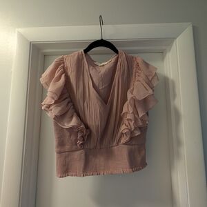 Free People Blush Ruffled Blouse
